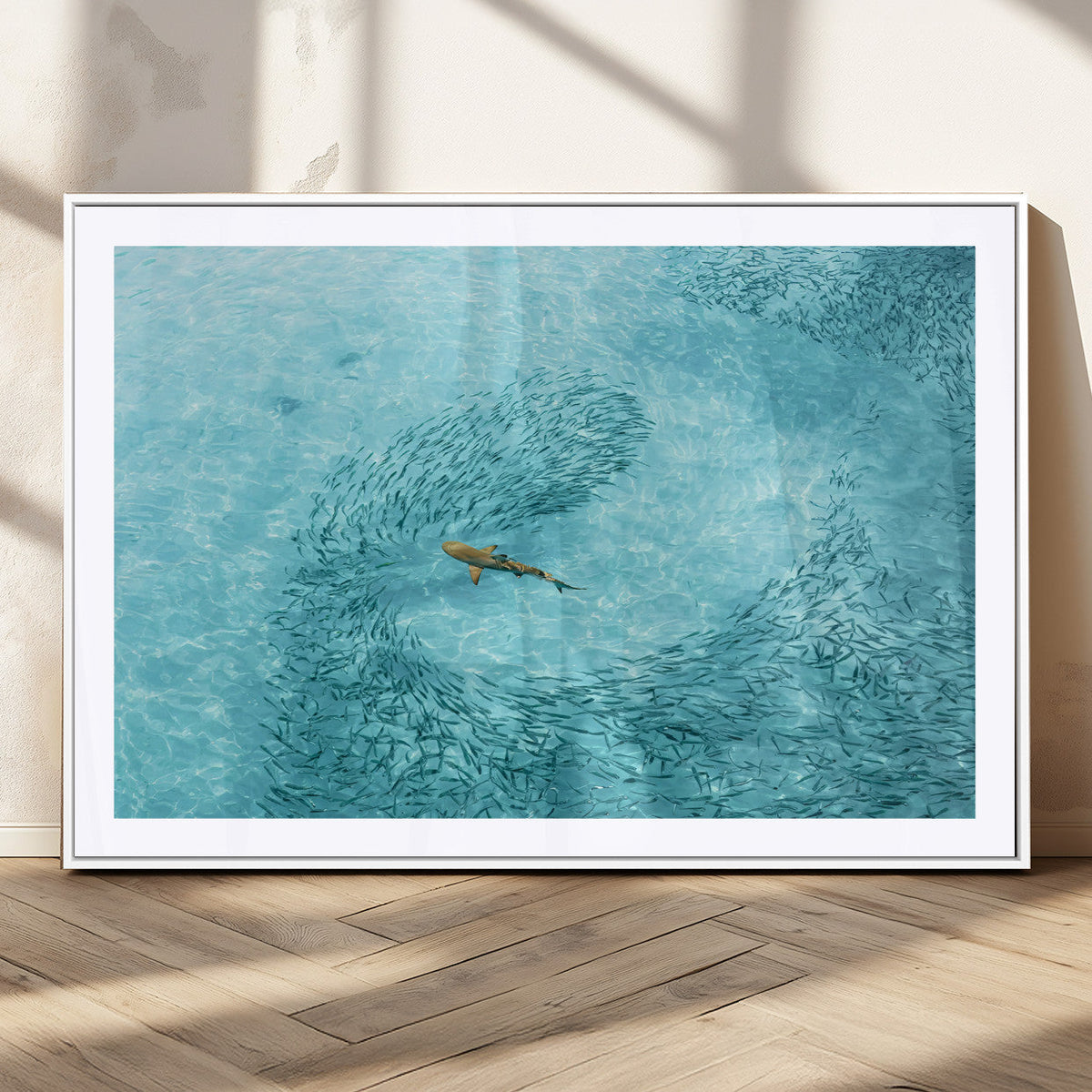 Fish Swarm Wall Art Canvas Print – Framed Marine Life Art