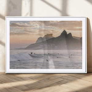 Sunset Surfing Wall Art Canvas Print – Framed Misty