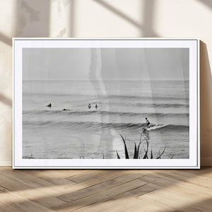 Surfer Silhouette Wall Art Canvas Print, Framed Calm Ocean