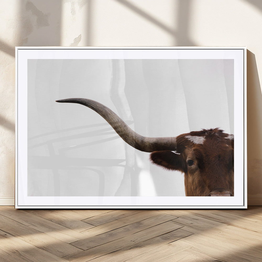Texas Longhorn Wall Art Canvas Print – Framed Minimalist Cow