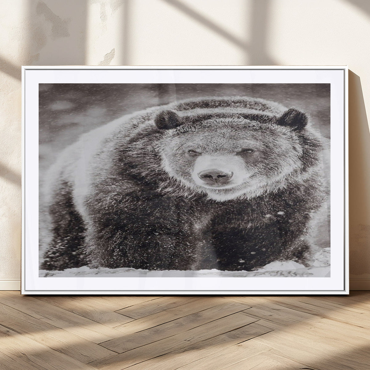 Grizzly Bear Wall Art Canvas Print – Framed Rustic Lodge Art