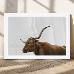Longhorn Cow Wall Art Canvas Print – Framed Rustic Animal