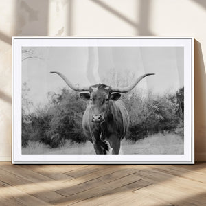 Longhorn Photography Wall Art Canvas Print – Framed Western