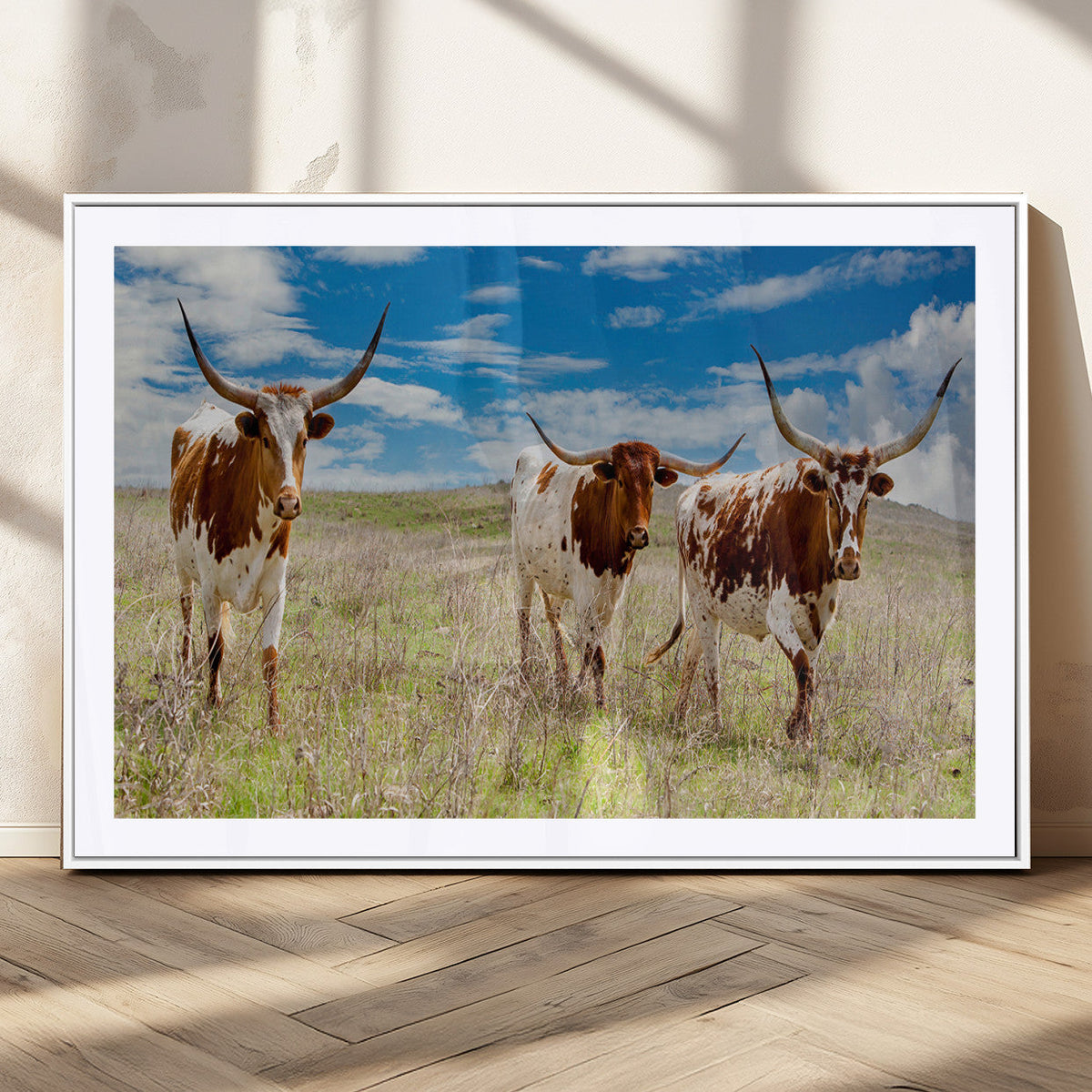 Texas Longhorn Wall Art Canvas Print – Framed Western Decor