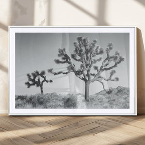 Joshua Tree Wall Art Canvas Print – Black and White Desert