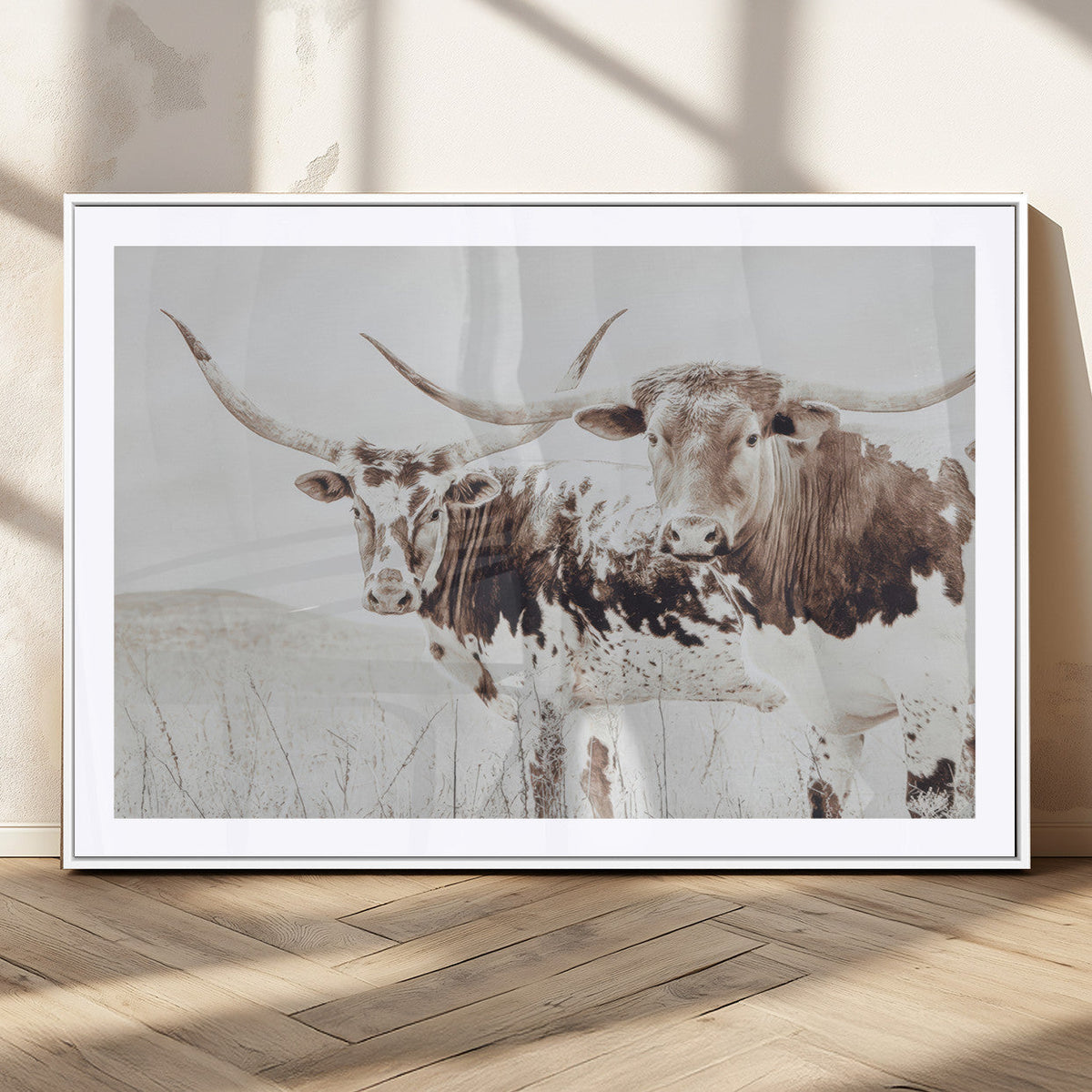 Longhorn Wall Art Canvas Print – Framed Western Cow Canvas