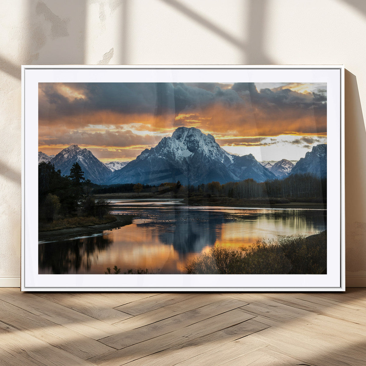 Mountain Sunset Wall Art Canvas Print – Framed Alpine