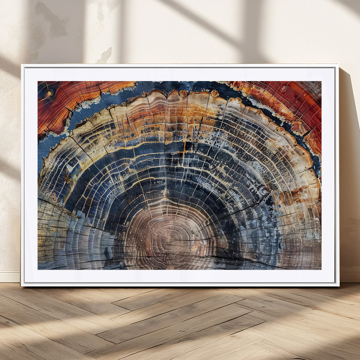 Tree Rings Wall Art Canvas Print – Framed Wood Art Picture