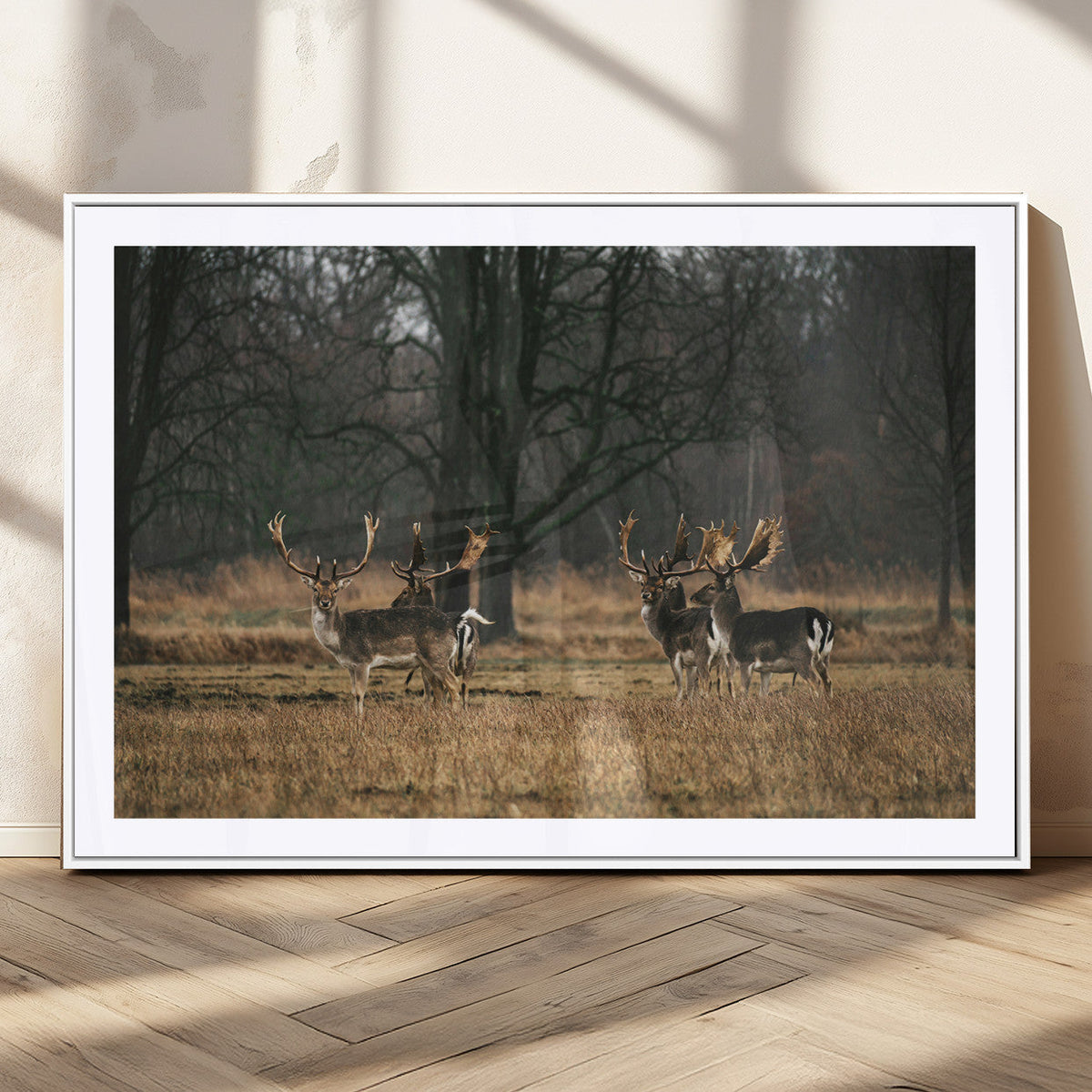 Deer Wall Art Canvas Print – Framed Rustic Wildlife Art