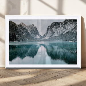 Mountain Lake Wall Art Canvas Print – Framed Toblacher See