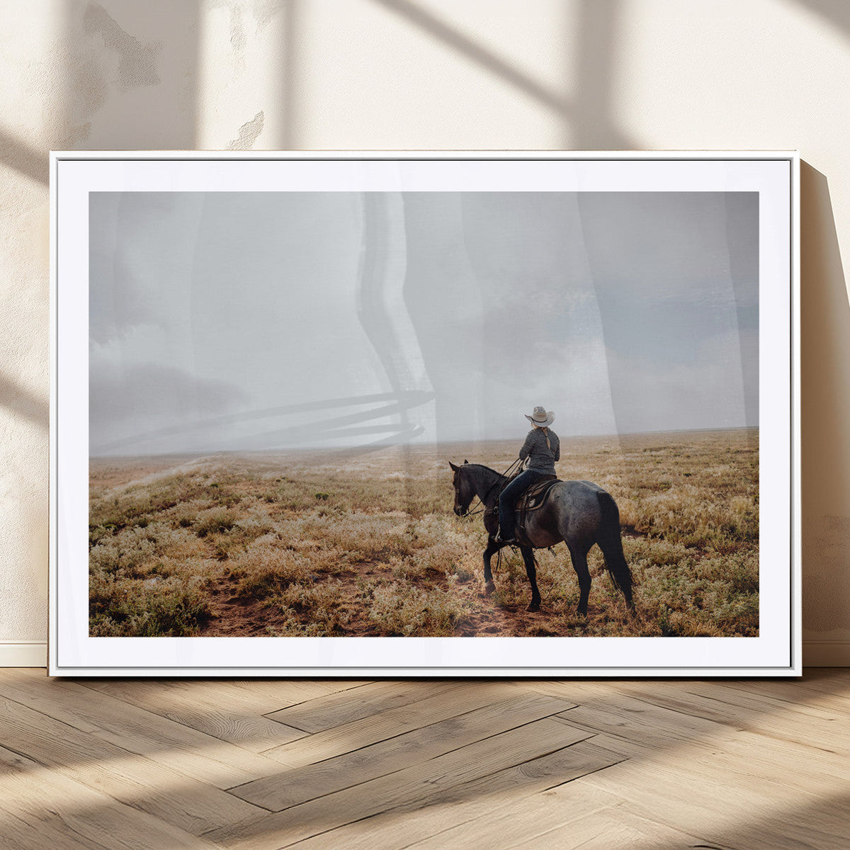 Cowboy Wall Art Canvas Print – Framed Western Ranch Scene