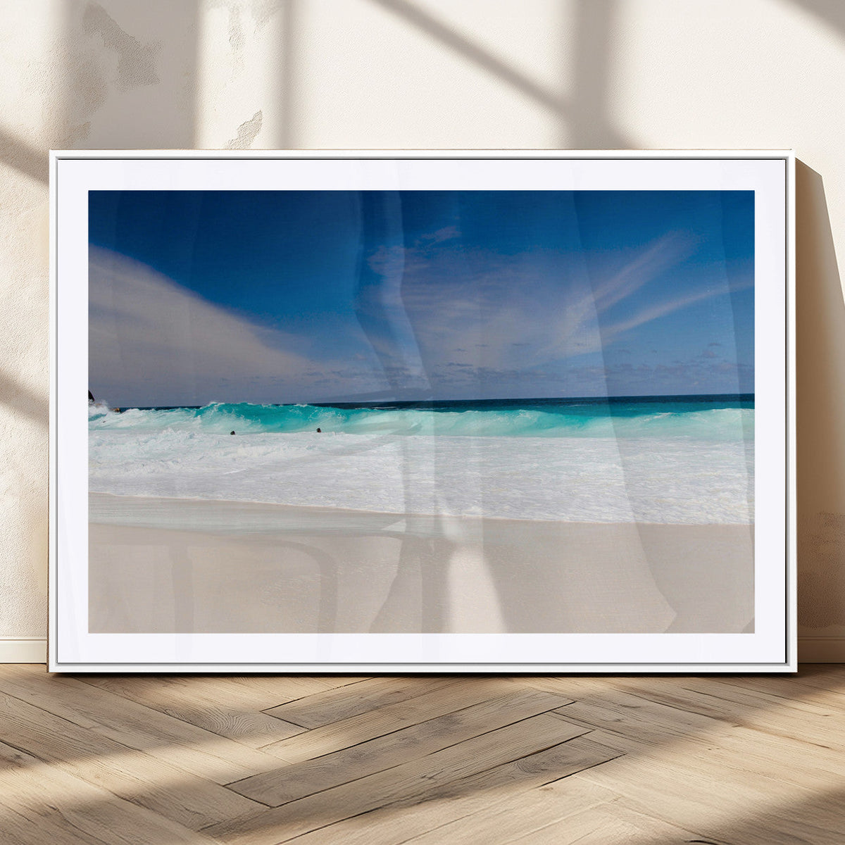 Ocean Breeze Wall Art Canvas Print, Aqua Waves and Coastal