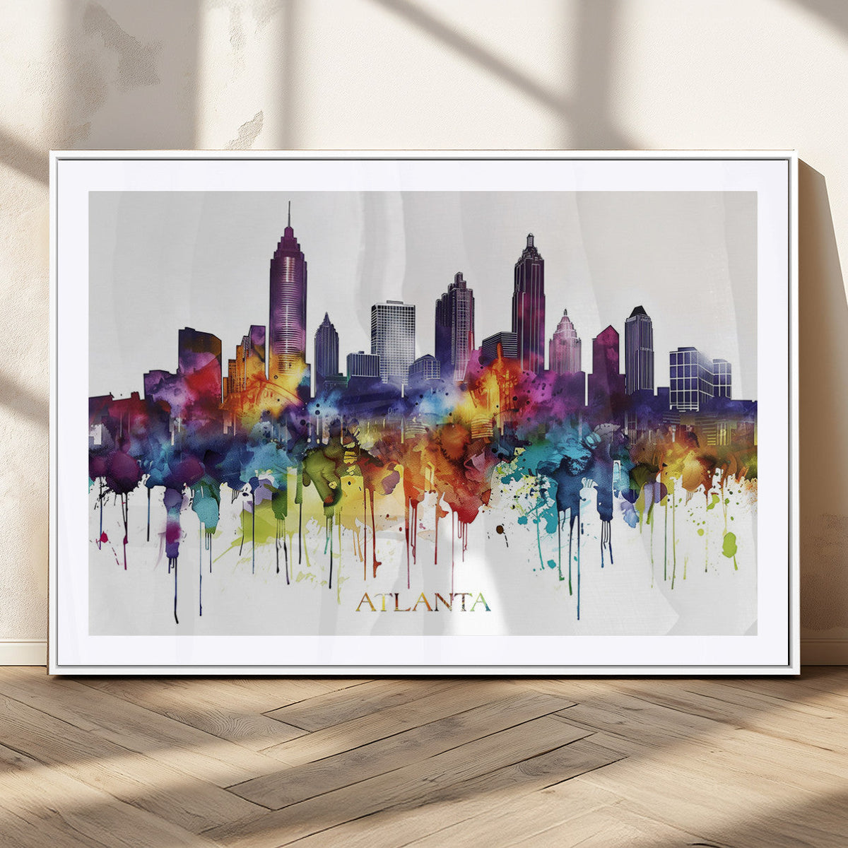 Atlanta Skyline Wall Art Canvas Print – Framed Colorful