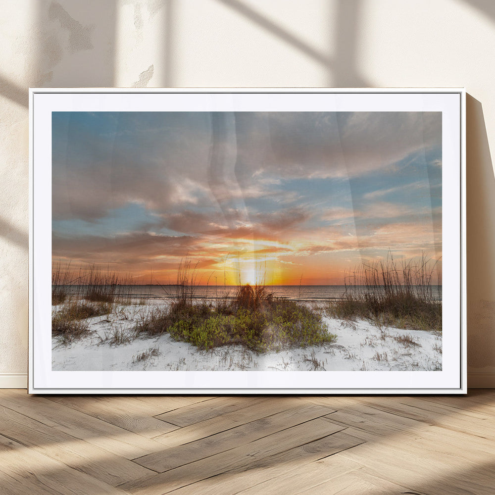 Sunset Beach Wall Art Print – Coastal Canvas Ocean Landscape