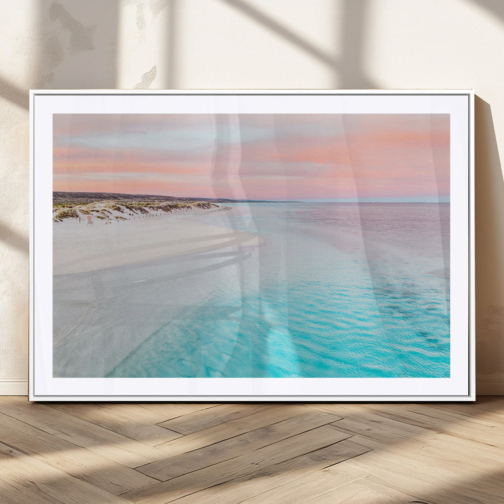 Serene Pastel Beach Wall Art Canvas Print, Tranquil Coastal