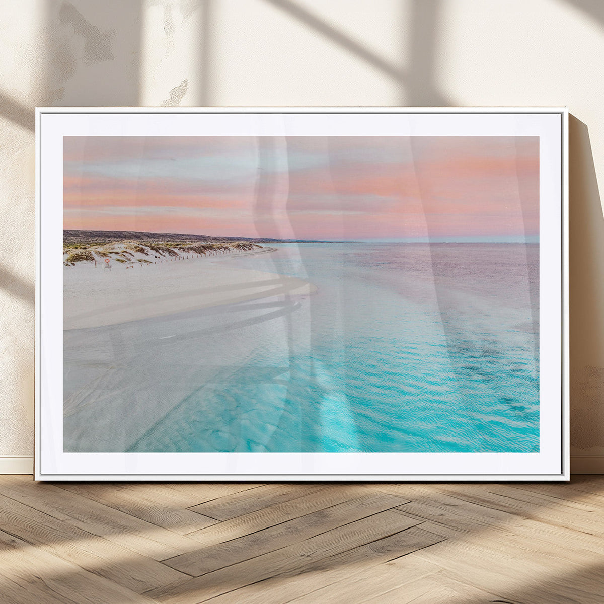 Serene Pastel Beach Wall Art Canvas Print, Tranquil Coastal