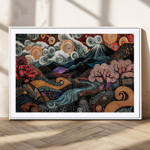 Whimsical Abstract Landscape Wall Art Canvas Print, Colorful