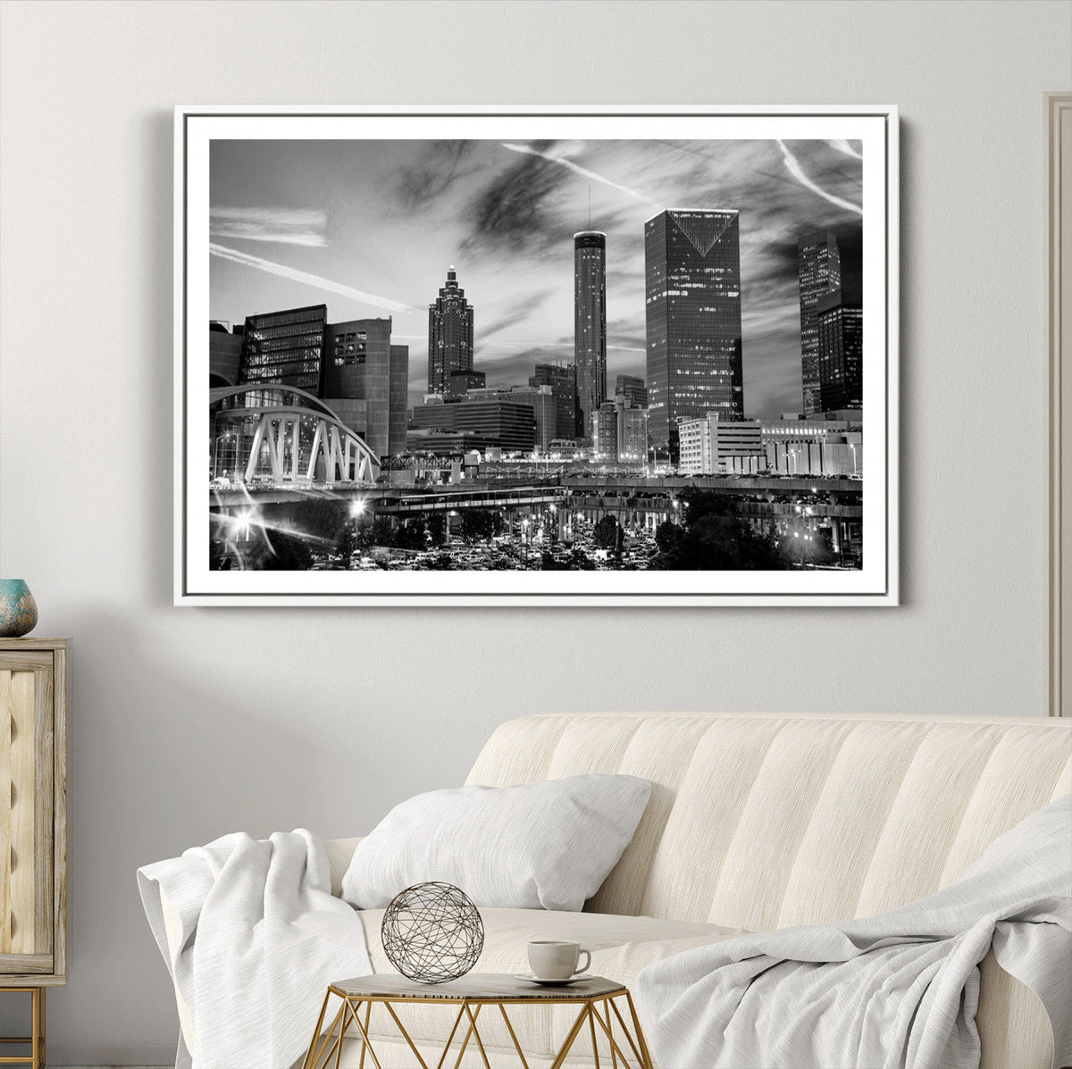 Black and White Atlanta Wall Art Canvas Print