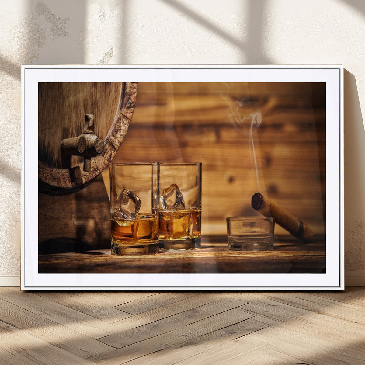 Rustic Whiskey and Barrel Canvas Print