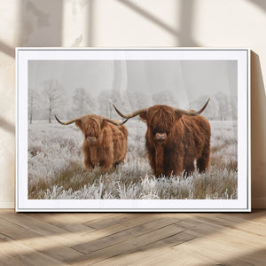 Longhorn Cattle Wall Art Canvas Print, Framed Farmhouse