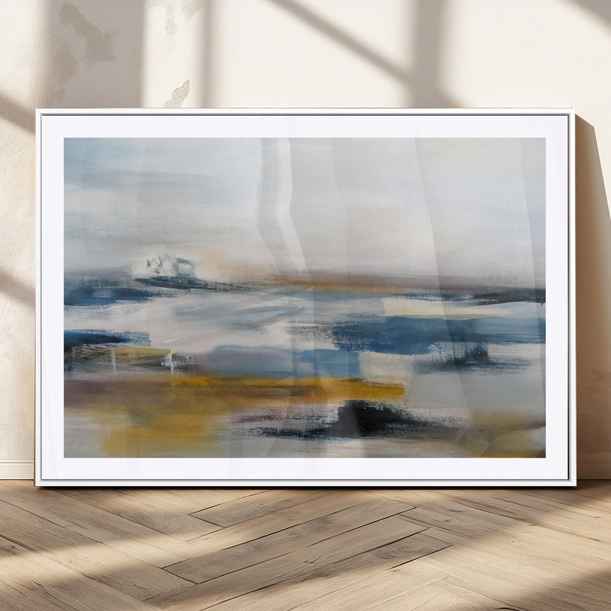 Abstract Landscape Wall Art Canvas | 3 Panel Modern Blue,