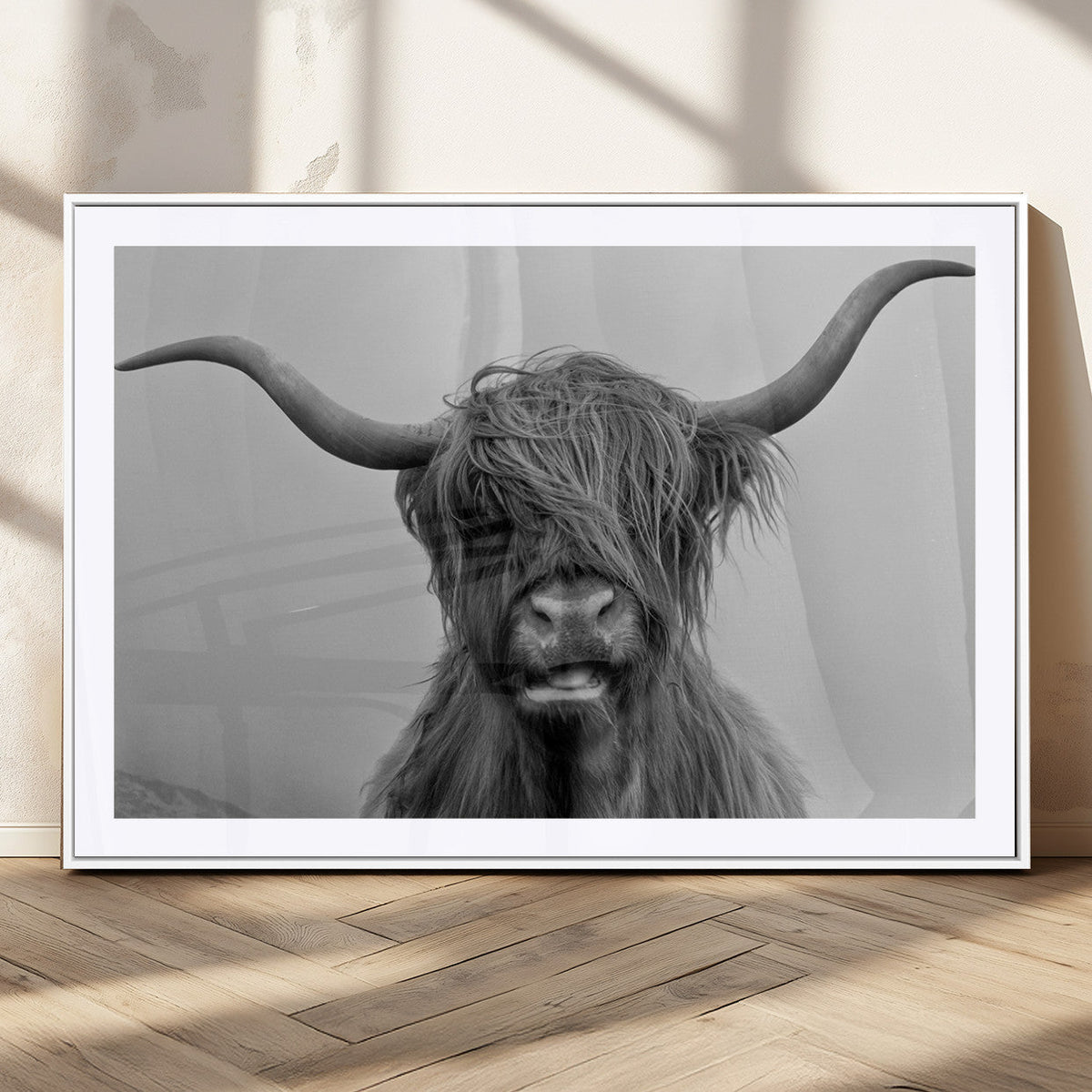 Texas Cow Wall Art Canvas, Texas Longhorn Cattle Canvas