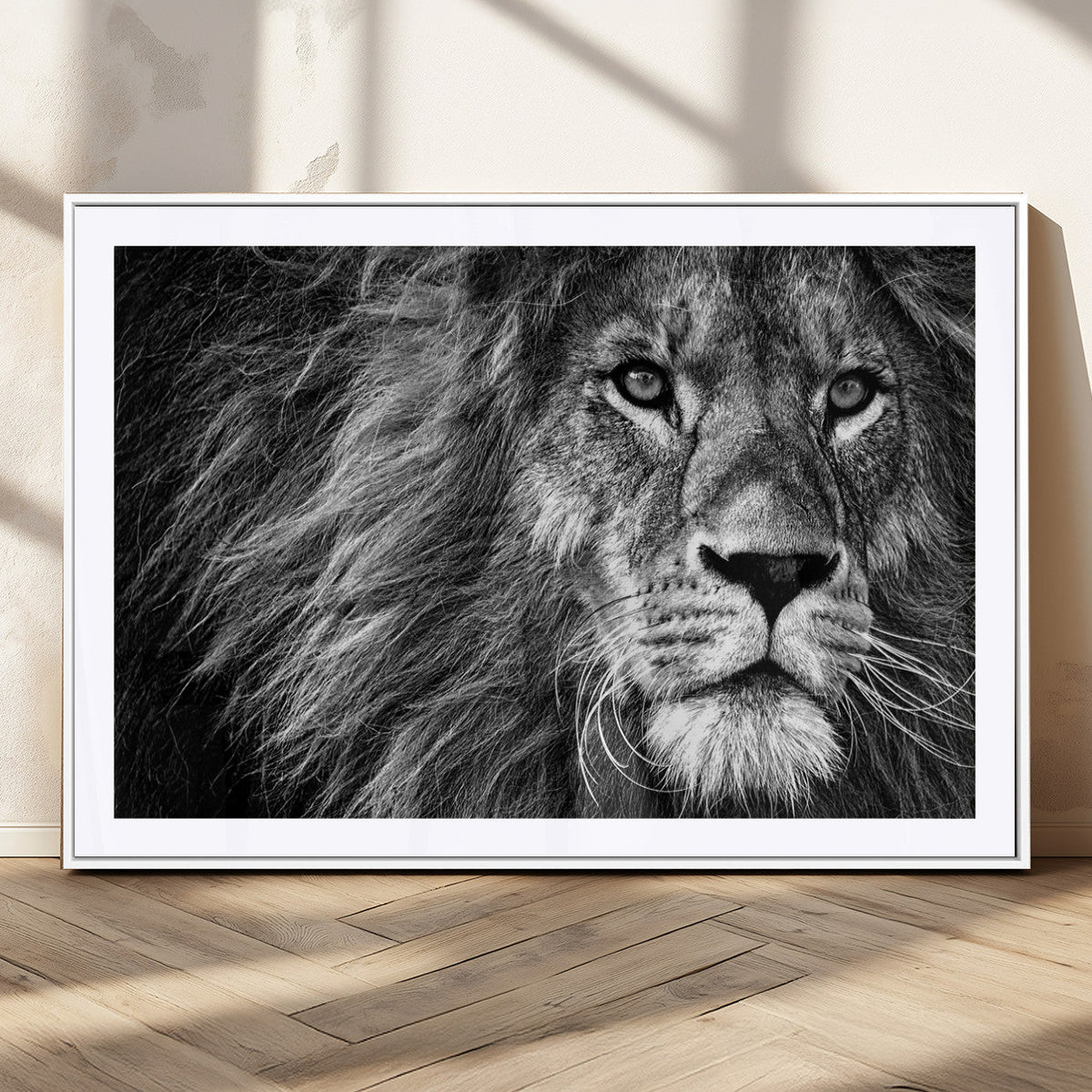 Black and White Lion Canvas Wall Art Print – Wildlife