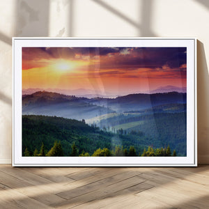 Mountain and Sunset Wall Art Canvas Print
