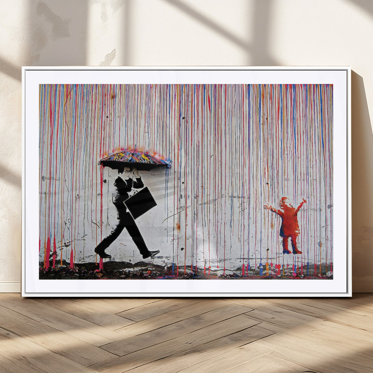 Banksy Wall Art Canvas Print, Framed Graffiti Art Picture