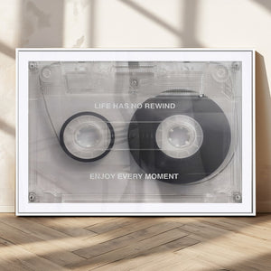 Vintage Cassette Tape Canvas Wall Art - Inspirational 'Life