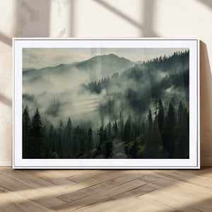 Captivating Misty Forest Wall Art Premium Canvas Print a