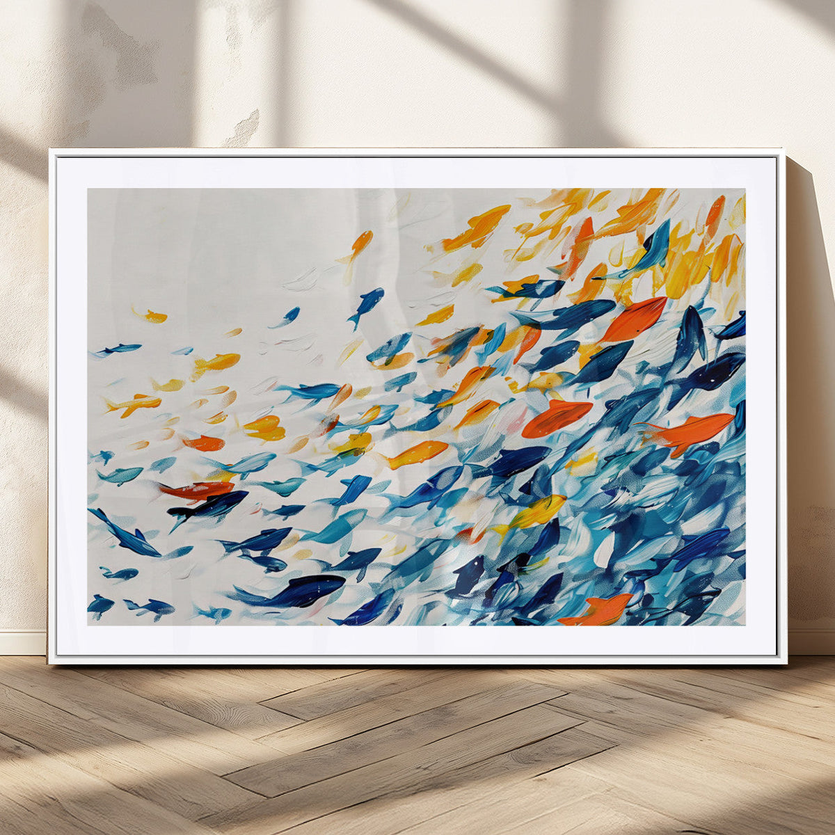 Abstract Fish Shoal Wall Art Canvas Print, Colorful Fish