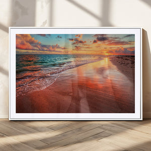 Sunset Beach Wall Art | Ocean Canvas Print | Coastal Wall