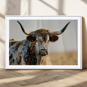 Texas Bull Longhorn Wall Art Canvas Print for Farm House