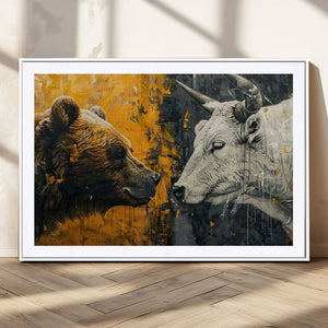 Bear and Bull Wall Art Canvas Print – Abstract Animal