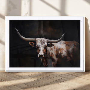 Texas Longhorn Wall Art Canvas Print | Western Ranch Decor |