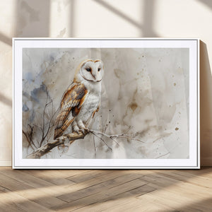 Barn Owl Wall Art | Watercolor Canvas Print | Perfect for