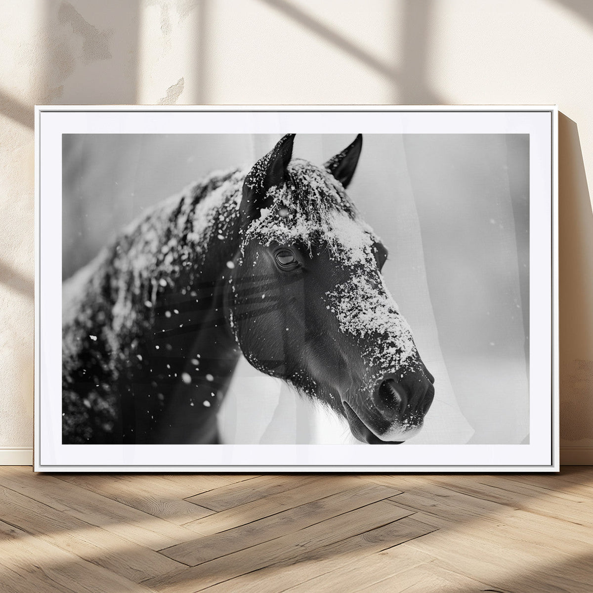 Horse Canvas Print - Winter Horse Snow Wall Art Canvas Print