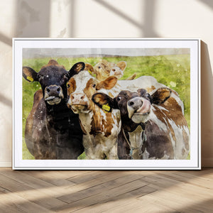 Curious Cows Farmhouse Wall Art | Ready to Hang and Framed