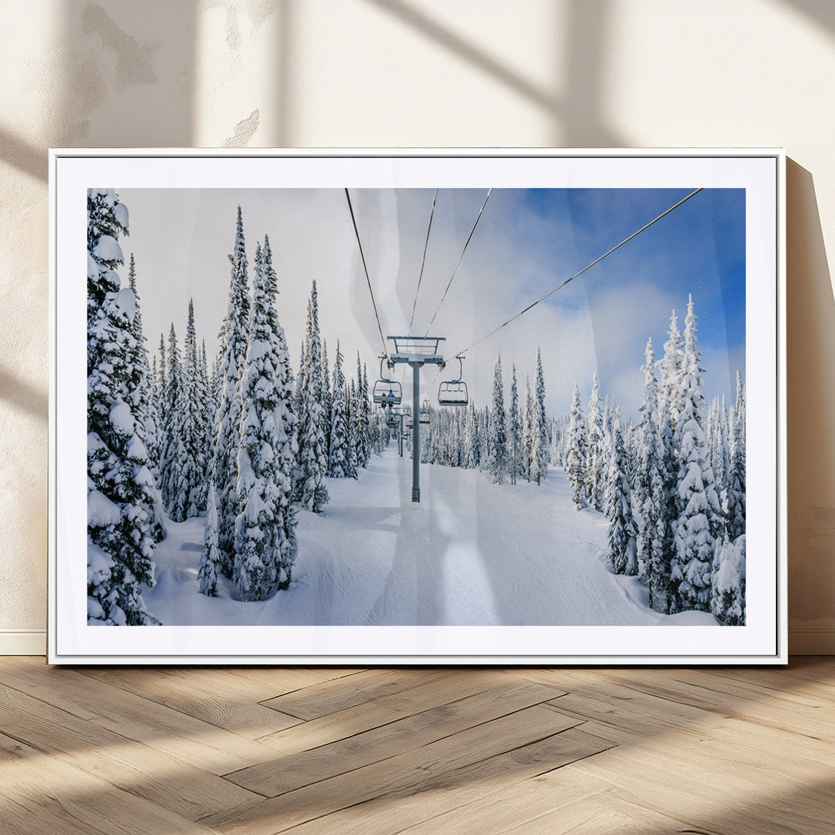 Winter Ski Lift Wall Art Print - Landscape Wall Art | Snowy