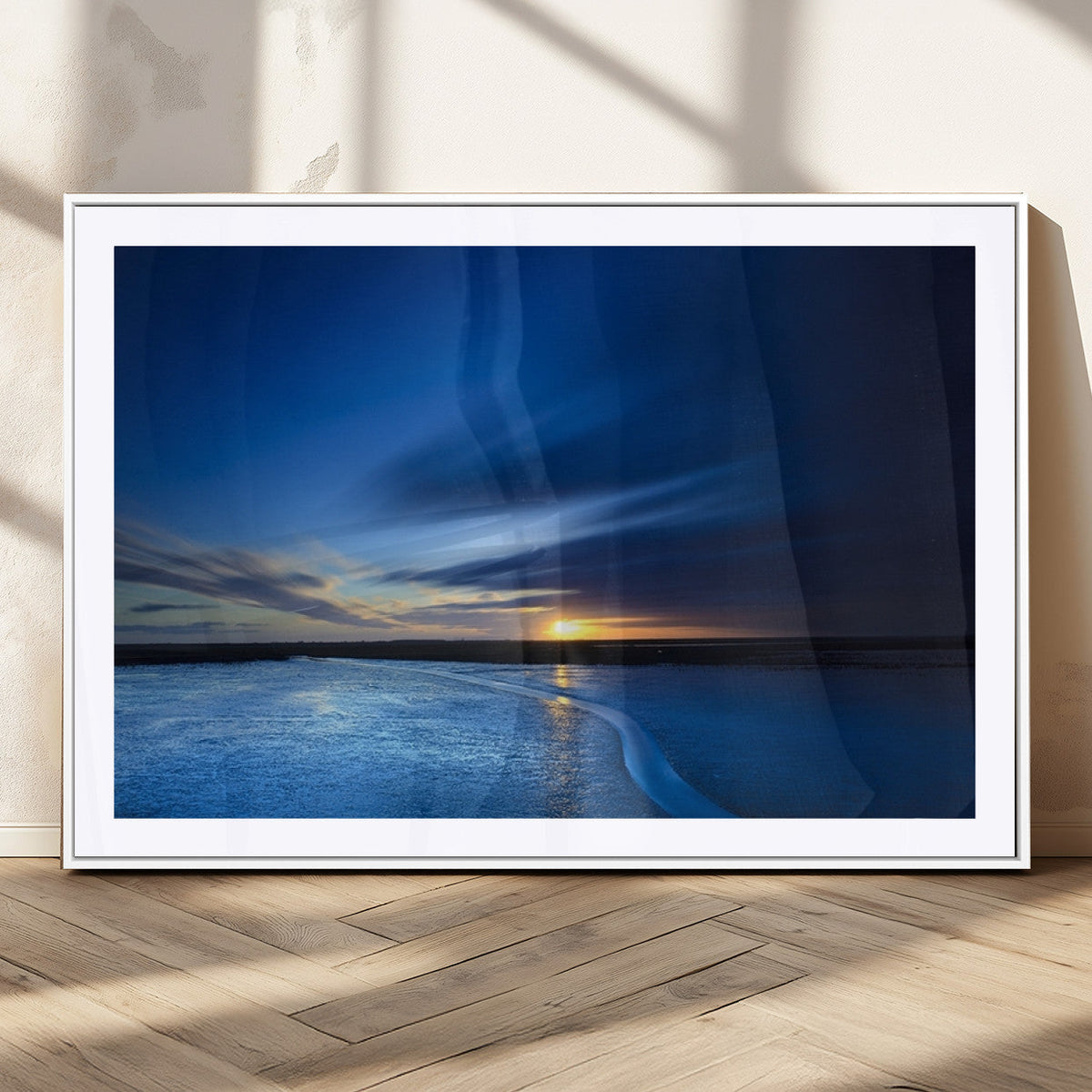 Blue Sunset Ocean Canvas Wall Art Print – Serene Coastal