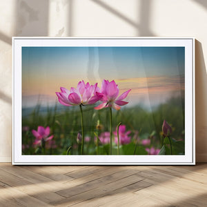 Pink Flower on the Mountain Canvas Print, Framed Pink Flower