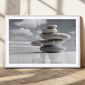 Still Life Black and White Zen Stones Wall Art Canvas,