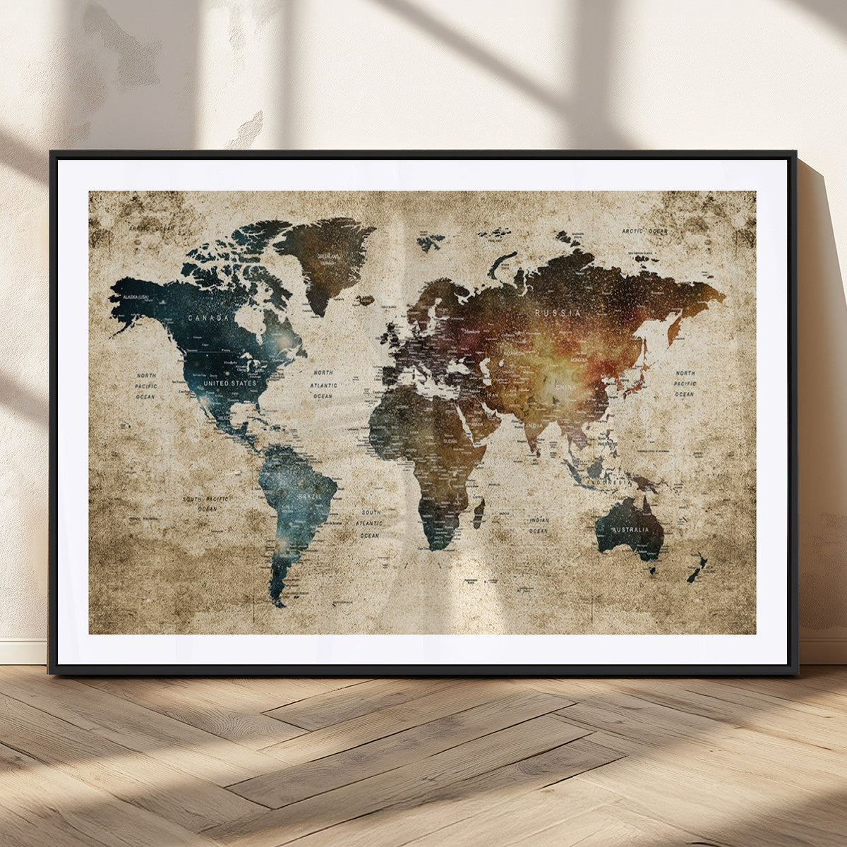 World Map Canvas Print – Detailed Map of the World Wall Art