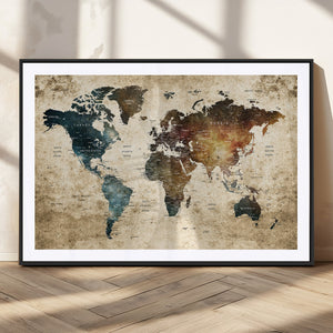 World Map Canvas Print – Detailed Map of the World Wall Art