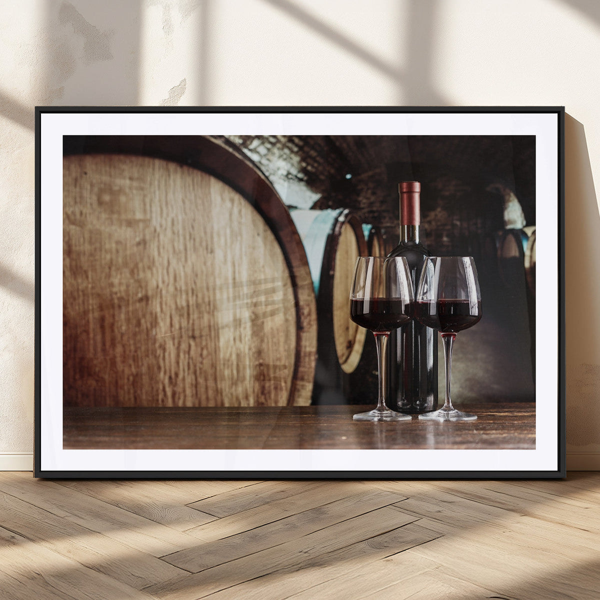 Wine and Barrel Wall Art Canvas Print