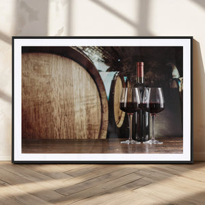 Wine and Barrel Wall Art Canvas Print
