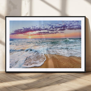 Coastal Sunset Art Beach Canvas Wall Art Print | Ocean Waves