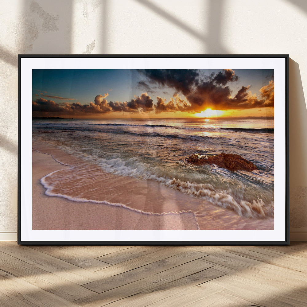 Sunset on Ocean Wall Art Canvas Print