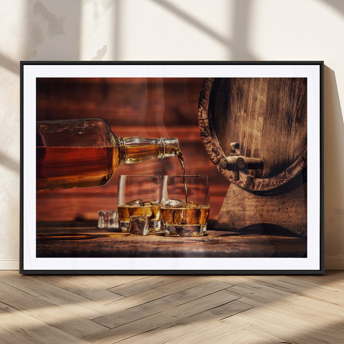 Whiskey and Cigar Canvas Wall Art | 3 Panel Bar Room Decor